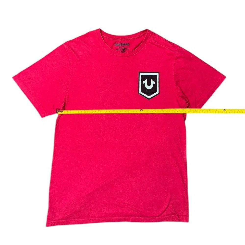 True Religion Men's S Red Tee Shirt‎ Buddha Guitar Print Logo Y2K Style